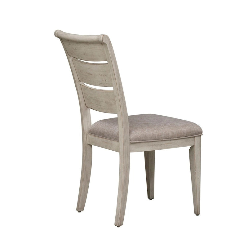Farmhouse Reimagined Antique White Ladder Back Upholstered Side Chair (Set of 2)