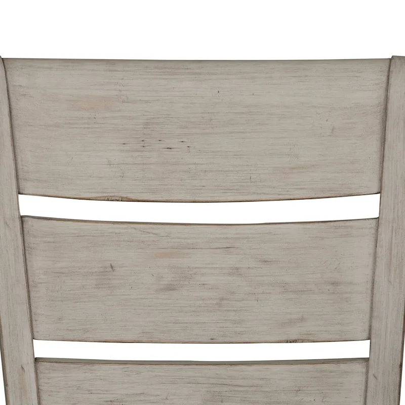 Farmhouse Reimagined Antique White Ladder Back Upholstered Side Chair (Set of 2)