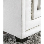 Tigg Contemporary White Chenille Nailhead Upholstered Sofa by