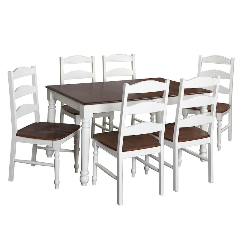 White Walnut 7-Piece Dining Set for 6