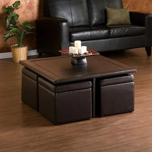  Crestfield Dark Brown Coffee Table/ Storage Ottoman Set