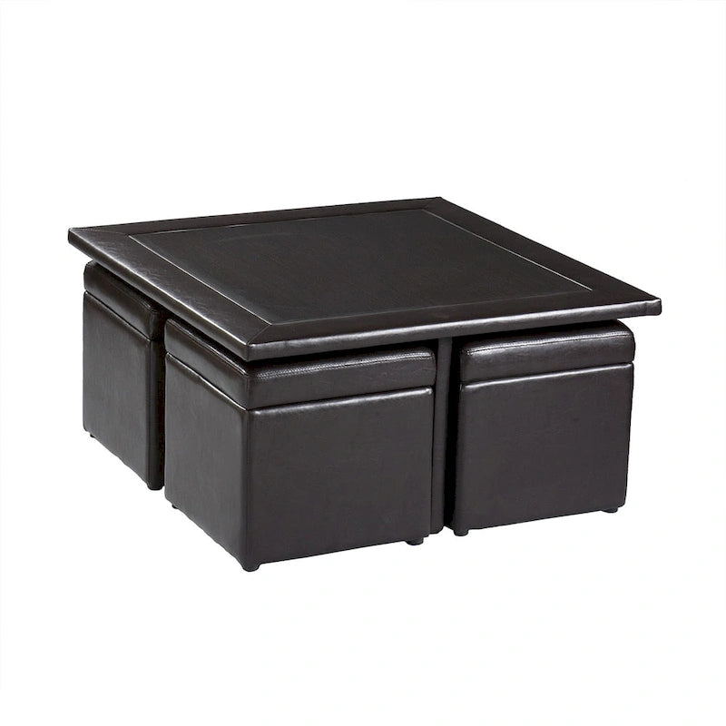 Crestfield Dark Brown Coffee Table/ Storage Ottoman Set
