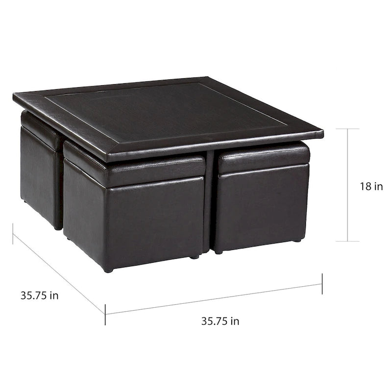 Crestfield Dark Brown Coffee Table/ Storage Ottoman Set