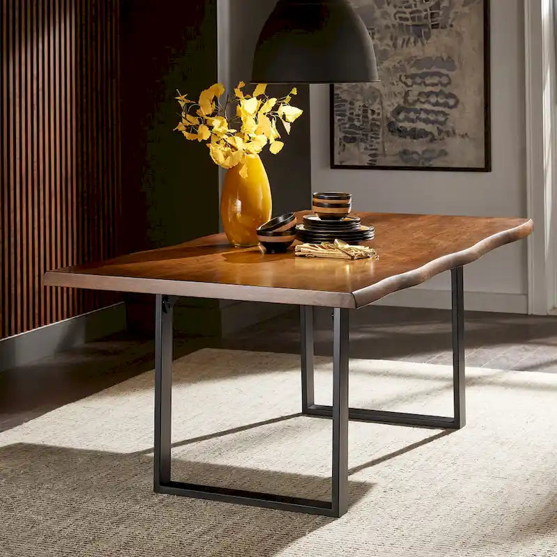Banyan Live Edge Wood and Metal Sled Base Dining Table by  Artisan