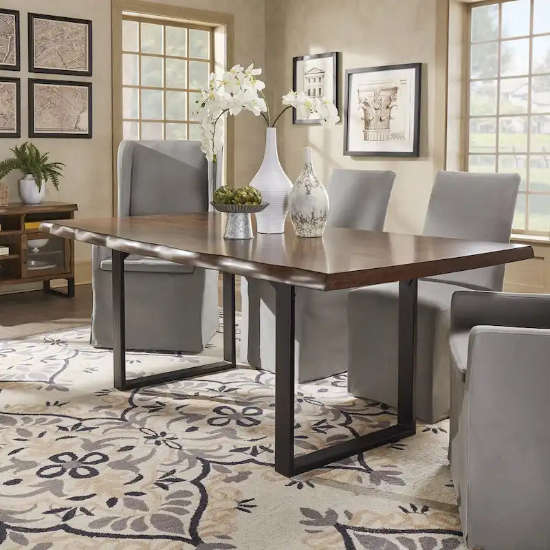 Banyan Live Edge Wood and Metal Sled Base Dining Table by  Artisan