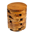  Stonehenge Solid Teak Wood Stump End Table
