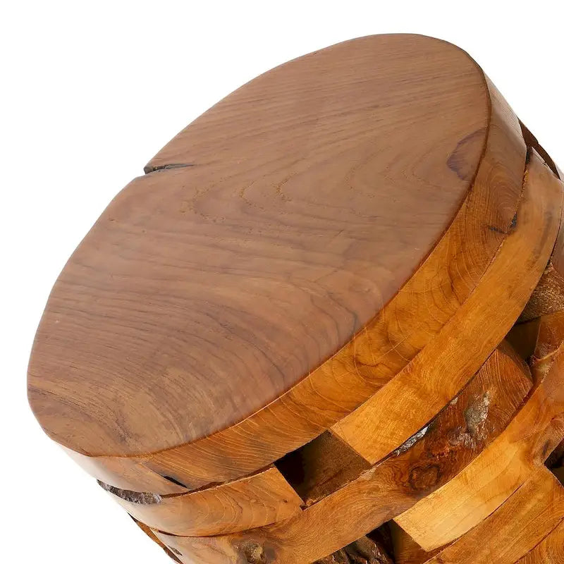 Stonehenge Solid Teak Wood Stump End Table