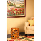 Stonehenge Solid Teak Wood Stump End Table