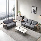 Linen Fabric Faux Leather Sofa with Two Removable Storage Boxes