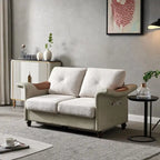 Linen Fabric Faux Leather Sofa with Two Removable Storage Boxes