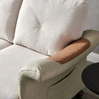 Linen Fabric Faux Leather Sofa with Two Removable Storage Boxes