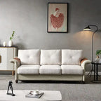Linen Fabric Faux Leather Sofa with Two Removable Storage Boxes
