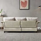Linen Fabric Faux Leather Sofa with Two Removable Storage Boxes