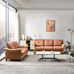 Linen Fabric Faux Leather Sofa with Two Removable Storage Boxes