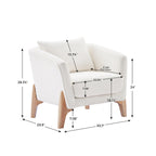 VANOMi 30.7 Inch Mid-century Modern Wide Upholstered Accent Armchair with Rubber Wood Legs