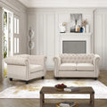 Morden Fort Chair, Loveseat 2-pcs Set Tufted Upholstered Chesterfield Furniture Set