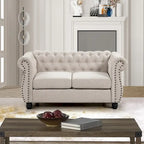 Morden Fort Chair, Loveseat 2-pcs Set Tufted Upholstered Chesterfield Furniture Set