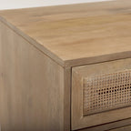 Grier Light Brown Wood w/ Cane Accent Table