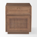 Grier Light Brown Wood w/ Cane Accent Table