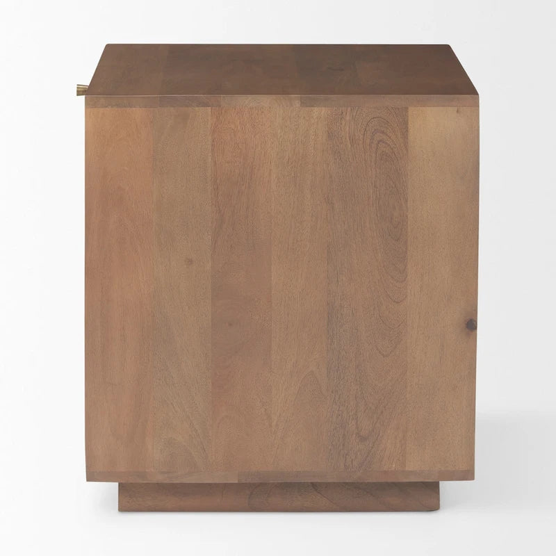 Grier Light Brown Wood w/ Cane Accent Table