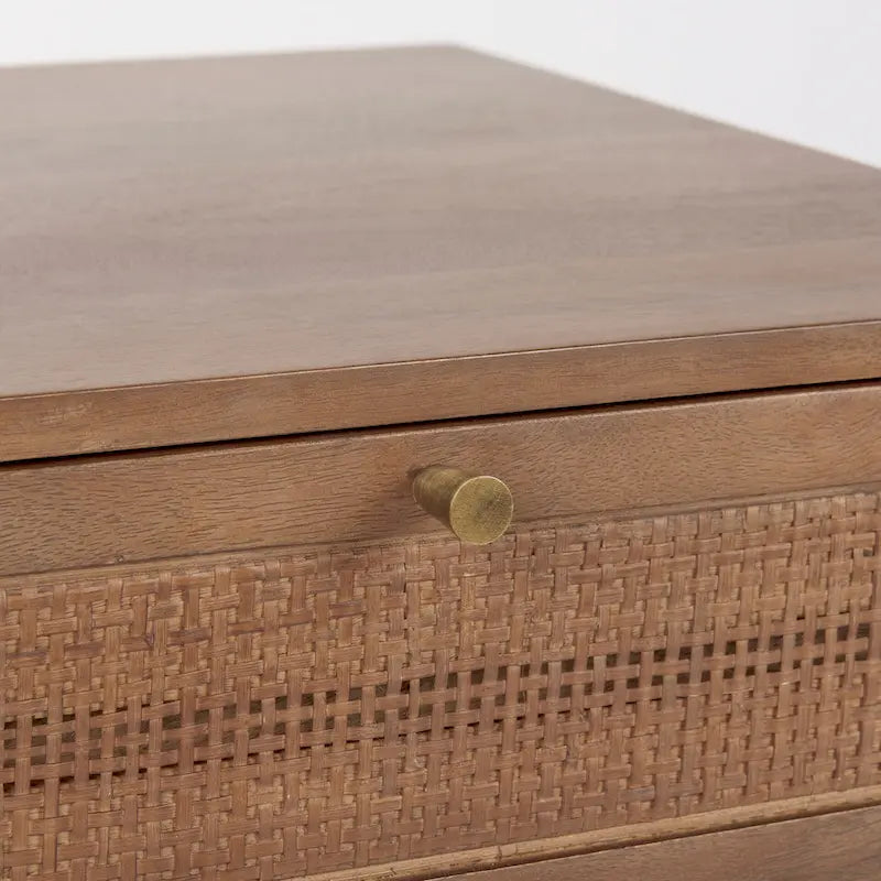 Grier Light Brown Wood w/ Cane Accent Table