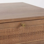 Grier Light Brown Wood w/ Cane Accent Table