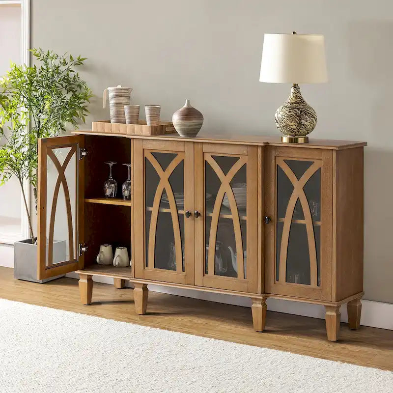 Katie 60 Farmhouse Style Sideboard with Glass Doors by HULALA HOME