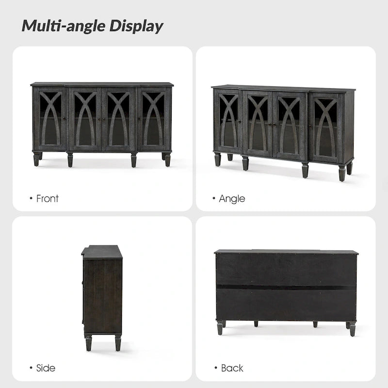 Katie 60 Farmhouse Style Sideboard with Glass Doors by HULALA HOME