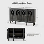 Katie 60 Farmhouse Style Sideboard with Glass Doors by HULALA HOME