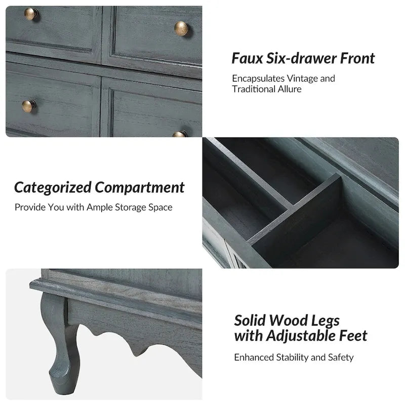 Pallantium Farmhouse 30Tall Distressed 3-Drawer Nightstand With Solid Wood Legs and Adjustable Feet by HULALA HOME