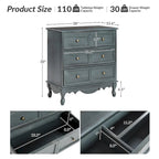 Pallantium Farmhouse 30Tall Distressed 3-Drawer Nightstand With Solid Wood Legs and Adjustable Feet by HULALA HOME