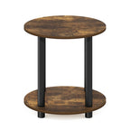 Furinno Turn-N-Tube 2-Tier Round Wooden End Table, Marble White
