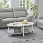 Anze Contemporary Oval Wood Shelf 3-Piece Coffee Table Set