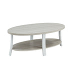 Anze Contemporary Oval Wood Shelf 3-Piece Coffee Table Set