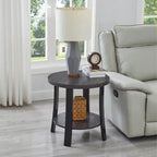 Anze Contemporary Oval Wood Shelf 3-Piece Coffee Table Set