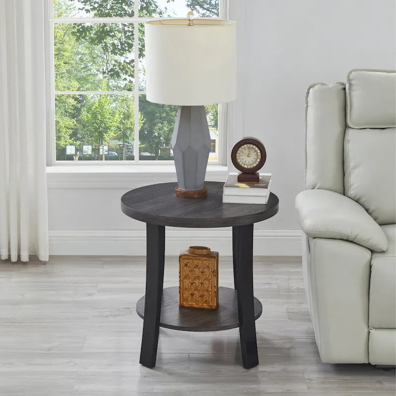 Anze Contemporary Oval Wood Shelf 3-Piece Coffee Table Set