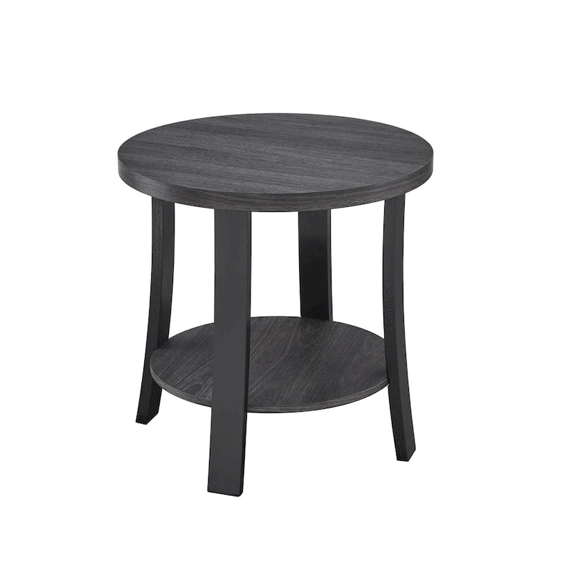 Anze Contemporary Oval Wood Shelf 3-Piece Coffee Table Set