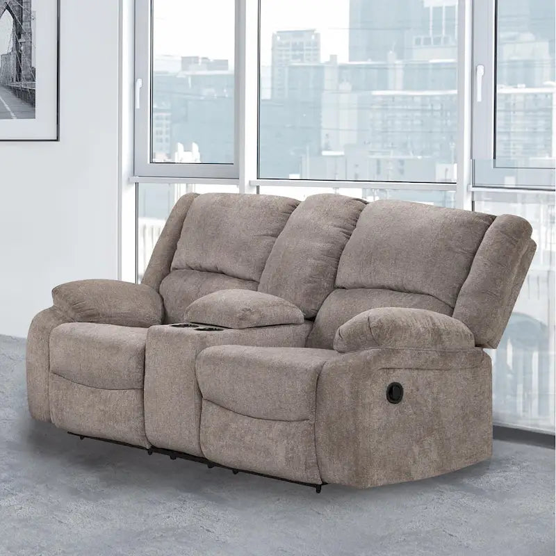 Chasel 3-Piece Mocha Chenille Manual Reclining Sofa Set