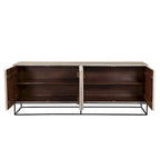 Zion 84 Mango Wood Carved 4-Door Sideboard with Iron Base
