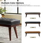 Felisa Modern Genuine Leather Tufted Bench With Solid Wood Base By HULALA HOME