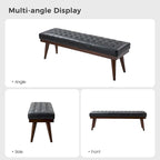 Felisa Modern Genuine Leather Tufted Bench With Solid Wood Base By HULALA HOME