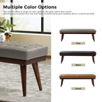 Felisa Modern Genuine Leather Tufted Bench With Solid Wood Base By HULALA HOME