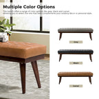 Felisa Modern Genuine Leather Tufted Bench With Solid Wood Base By HULALA HOME