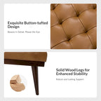 Felisa Modern Genuine Leather Tufted Bench With Solid Wood Base By HULALA HOME