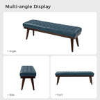 Felisa Modern Genuine Leather Tufted Bench With Solid Wood Base By HULALA HOME