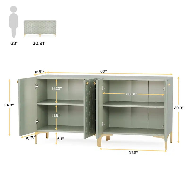 31.5 Modern Accent Storage Cabinet for Living Room Kitchen (Set of 2 )