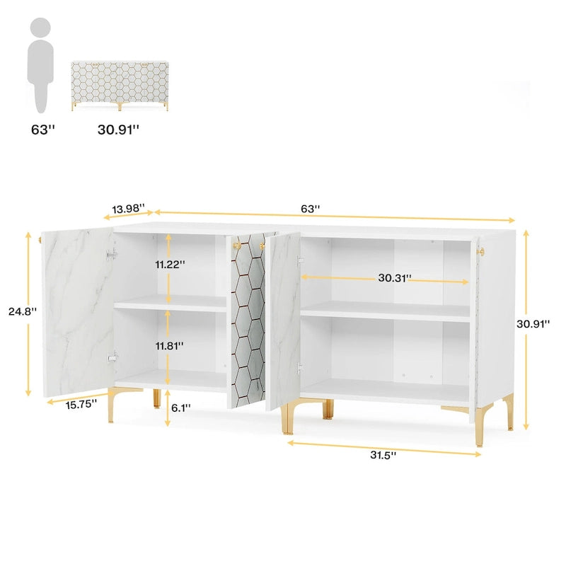31.5 Modern Accent Storage Cabinet for Living Room Kitchen (Set of 2 )