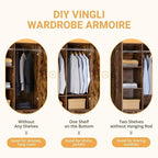 Freestanding Wardrobe Armoires Cabinet with Doors - N/A