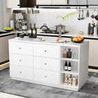 White Storage Sideboard - 63W - 6 Drawers & 2 Cabinets