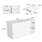 White Storage Sideboard - 63W - 6 Drawers & 2 Cabinets